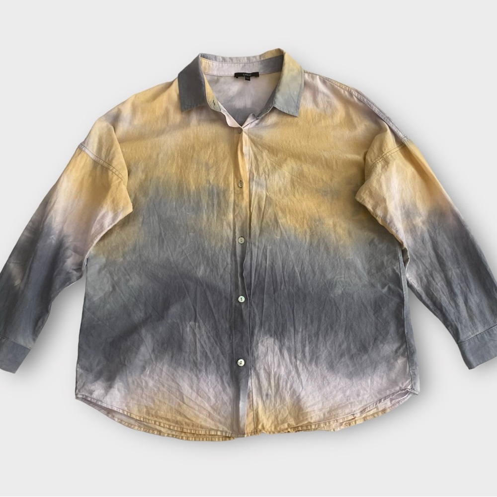 Drew Anthropologie Women’s Shirt Small Tie Dye Button Down 100% Cotton Casual